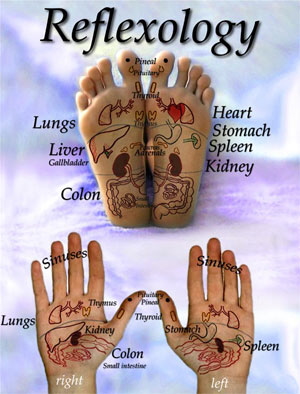 Reflexology is a holistic therapy that focus on the areas in the feet and hands which correspond to all of the glands, organs and  parts of the body.